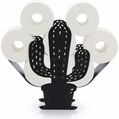 Support de Rouleau de Papier Toilette Porte-Papier en métal Stockage de Papier en Forme de Cactus pour Salle de Bain (Noir) (1/5)