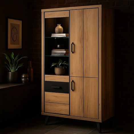 Vitrine industrielle 3 portes + 1 vitrée bois et métal ERIA (1/5)