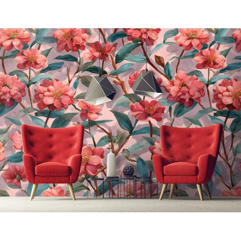 Fototapete Blumen Abstrakt, für Wohnzimmer und Schlafzimmer, 150 x 105 cm – Komplettset inkl. Kleister & Anleitung (1/5)