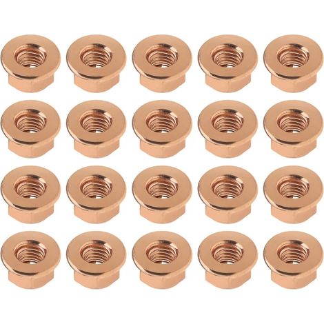 20pcs M10 Collecteur d'échappement Écrous Hexagonaux en Cuivre Plaqué Autobloquant Hexagonal pour 18301737774 Voiture (1/5)