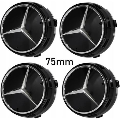 4pcs Logo 75MM Noir Origine Haute Centre De Roue Jante Cache Moyeu Emblème Pour Mercedes Benz Label (1/4)