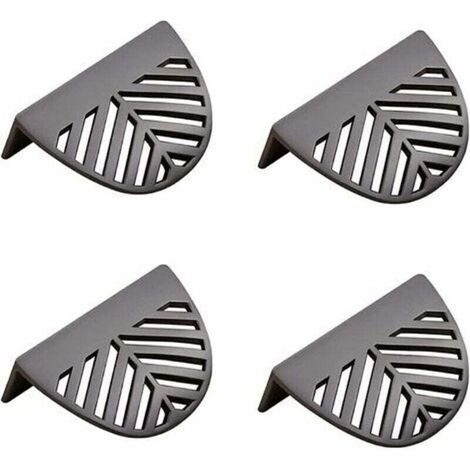 Lot de 4 poignées de meubles en forme de feuille en laiton doré - noir pour meubles de cuisine en laiton