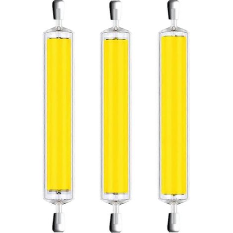 Ampoules LED halogènes R7s, tube en verre à angle de faisceau de 360°, 220 V, lot de 3, blanc chaud 3000 K, 50 W, diamètre 118 mm, compatibles variateur. (1/4)