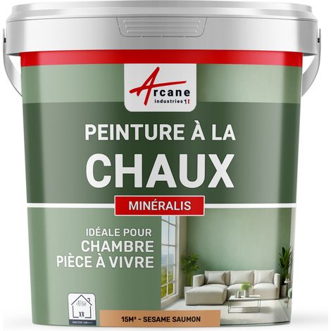 Peinture chaux, naturelle : peinture sans émanation, mineralis - 15 m² (2.5 kg en 1 couche) Sésame Saumon - ARCANE INDUSTRIES
