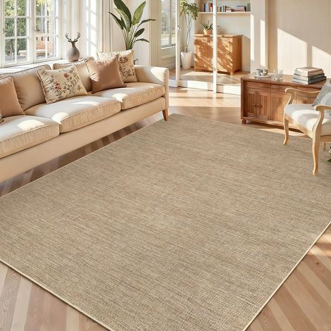 Tapis de salon, aspect jute, 200 x 290 cm, lavable, couleur lin (1/5)
