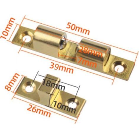 AIDUCHO Loqueteau D'armoire Ferme-Portes Loquet À Bille De Porte Laiton Loquet À Double Boule En Laiton Loquet À Double Rouleau Pour Placard Meubles Porte Armoire Loquet Serrure De Portiere (4 Pcs) (1/4)