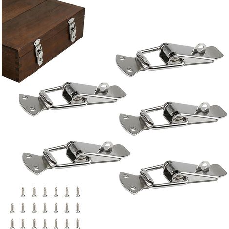 5 Pièces Fermeture à Levier, Acier Inoxydable Loquet a Bascule, Fermoir de Tension, Vis Incluses, pour Boîtes à Outils, Boîtes à Instruments, Armoires (1/5)