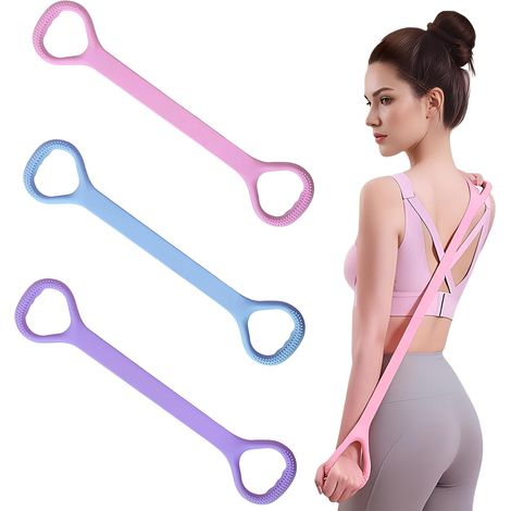 Lot de 3 bandes de résistance en forme de 8 – Bandes élastiques pour bras, épaules, dos et jambes – Renforcement musculaire, yoga, Pilates et entraînement à domicile (1/5)