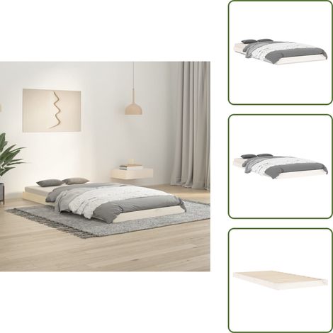 Massivholzbett Weiß 90x190 cm Kiefer - Holzbett - Kiefernholzbett - Einzelbett - Weißes Bett - Schlafzimmermöbel