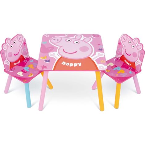 Peppa Pig Set Tavolino e 2 Sedie in legno Rosa
