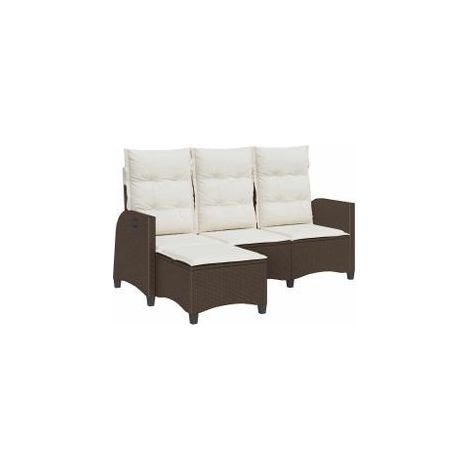 Canapé de jardin inclinable coussins forme L marron polyrotin (1/5)