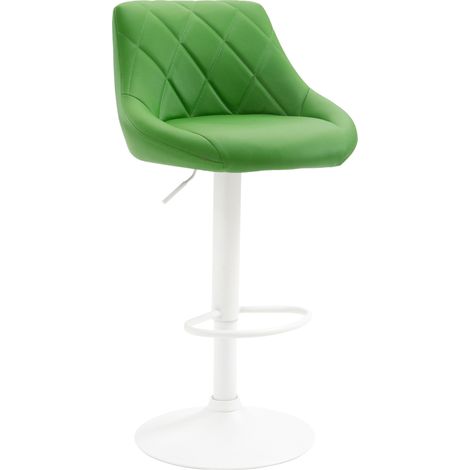 Sgabello da bar girevole in materiale sintetico verde con cuciture decorative poggiapiedi in metallo bianco TDB10593