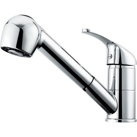 Küchenarmatur, ausziehbare Küchenarmatur, Einhebel-Spültischarmatur mit 360° schwenkbarem Doppelbrausekopf, erhältlich für Warm- und Kaltwasser, Chrom (1/5)