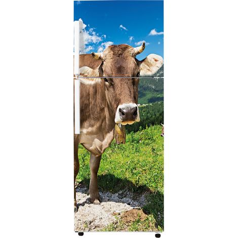 Stickers Frigo - Vache - 65x150 cm - Idéal pour frigo 55x150 cm - Adhésif BRILLANT (1/2)