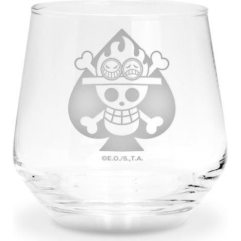 ABYSTYLE – Bicchiere One Piece Skull Ace – Prodotto Ufficiale – Vetro Premium – Capacità 300 ml