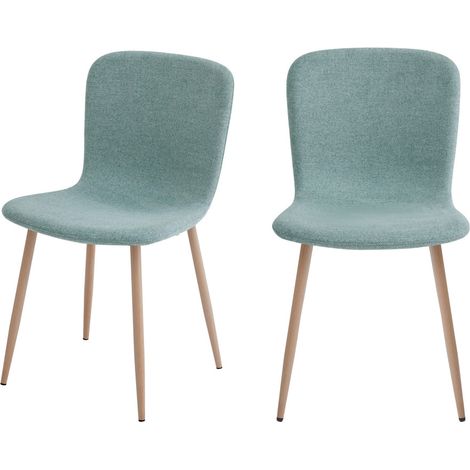 Lot de 2 chaises en tissu piètement effet bois - Vert - Gaston