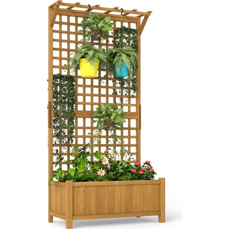 Beyamis Pflanzkübel aus Holz für Kletterpflanzen, Garten, Terrasse, 90 x 45 x 183 cm, Natur
