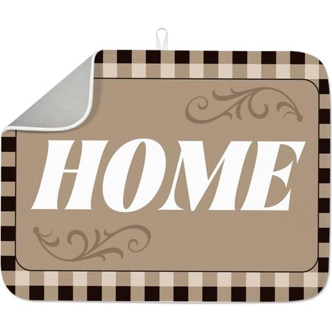 Tapis de séchage à carreaux pour comptoir de cuisine 45,7 x 61 cm absorbant antidérapant à séchage rapide résistant à la chaleur pour robinet de table, évier, bar à café, réfrigérateur (1/5)