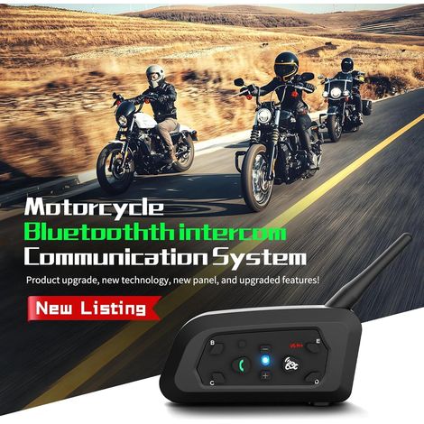 V6 Pro Intercom Moto, L'interphone de Casque de Moto Bluetooth Peut Connecter 6 Coureurs pour l'équitation, Le Ski et l'alpinisme. (1 Paquet) (1/5)