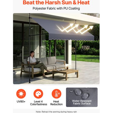 Store Banne Manuel sans Perçage Auvent Rétractable 300 cm pour (1/5)