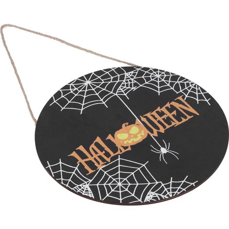Panneau décoratif suspendu en bois à motif toile d'araignée d'Halloween, pour intérieur et extérieur (sans nœud). (1/5)