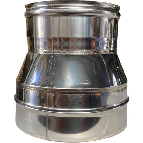 Riduzione per canna fumaria diam 200m - 180f mm acciaio inox aisi 304 sp 0,5 mm