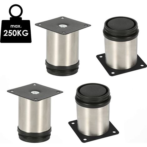 Randaco 4X Muebles Piernas 12CM Acero inoxidable Sofá Pierna Soporte Ajustable Armario Pierna Sofá Piernas Piernas Cama