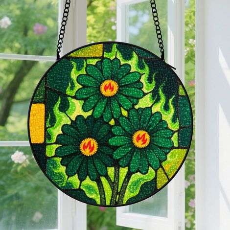9cm Suspension florale en vitrail – Attrape-soleil décoratif pour porte, jardin ou intérieur – Idéal pour anniversaires et fête des Mères – Cadeau pour parents, amis, grands-mères et proches (1/5)