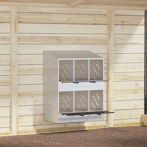 Nido para gallinas con 6 compartimentos plateado galvanizado vidaXL (1/5)