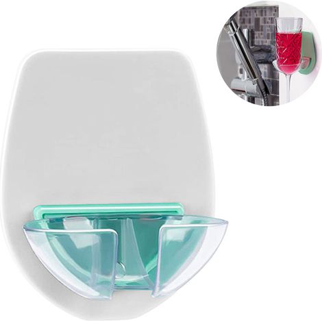 1 Porte-verres à vin, plastique transparent, fixation ventouse, pour douche et bain, accessoire salle de bain (1/5)