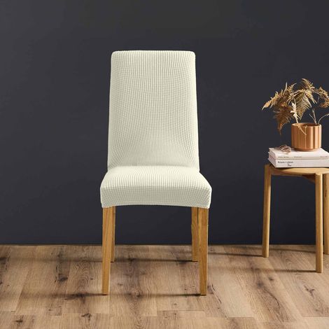 Housse de Chaise Extensible Polyester Gaufré – Certifiée Oeko-TEX - Blanc (1/3)