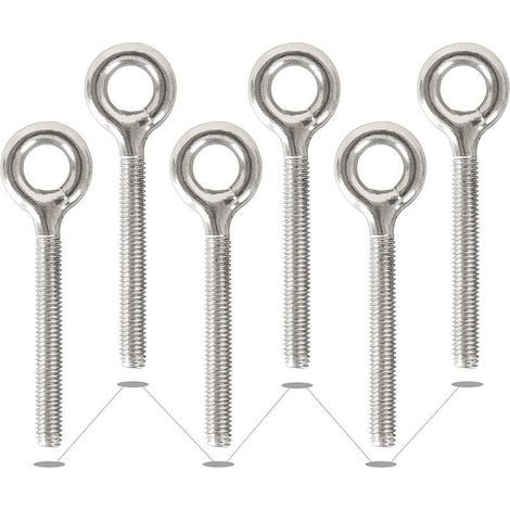 6 Pack M10 304 Anneaux en Acier Inoxydable Soudés Fermés Boulons à Oeil de Tige Filetée Résistant à La Corrosion-Vis à œil (1/4)