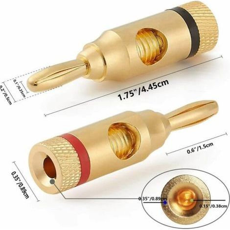 12 Bananenstecker, hochwertige 24-Karat-vergoldete Anschlüsse für HiFi-Lautsprecher, Lautsprecherkabel, Heimkino, Lautsprecherkabel (1/5)