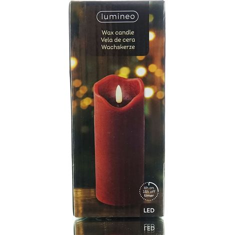 Lumineo LED Wachskerze Ox Blood dunkelrot Ø 7 cm Höhe 17 cm warmweiß Indoor (1/2)