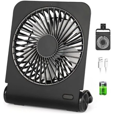 Mini ventilateur rechargeable à 4 vitesses, ultra silencieux, petit ventilateur de bureau, réglable à 220°, adapté à une utilisation intérieure et extérieure (1/5)