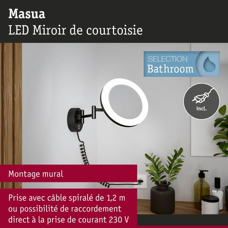 Miroir cosmétique LED IP44 White Switch 55lm 230 V 4W Noir mat grossissement x3 (1/5)