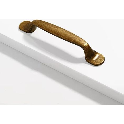 Lot de 10 poignées de meuble vintage en laiton vieilli - Distance entre les trous : 128 mm - Pour cuisine, tiroir, placard de cuisine (1/5)