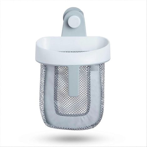 Rangement suspendu pour jouets de bain avec filet à séchage rapide, blanc et gris (1/5)