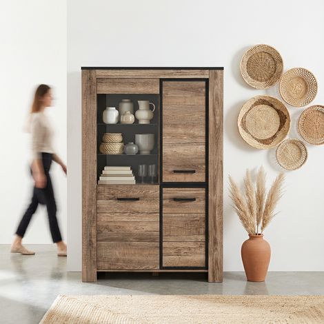 Vaisselier/argentier moderne chêne/marbré noir Casagrande (1/5)