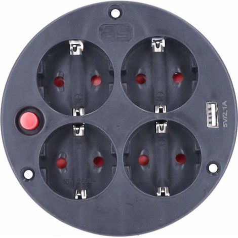 4-fach-Steckdoseneinsatz 4-fach USB Spannungsanzeige blau IP20