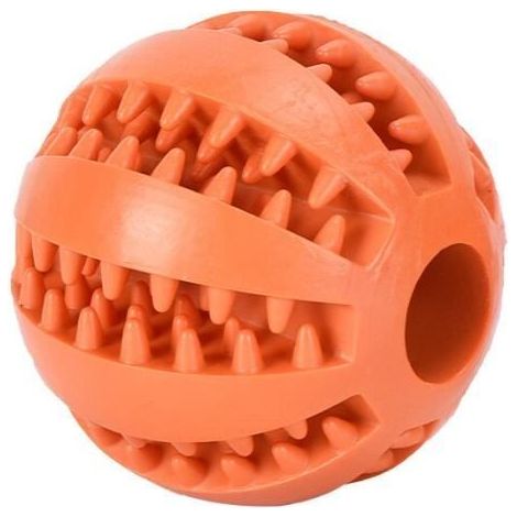 (orange)Jouets à mâcher en caoutchouc naturel pour chiens, boule de friandises pour le nettoyage des dents, balle Interactive Extra- (1/4)