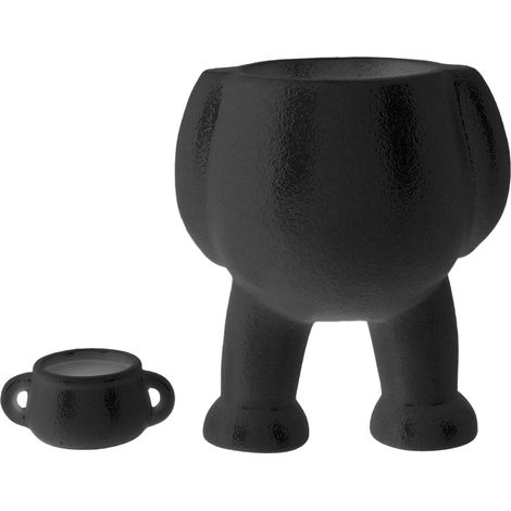 Pot de fleur en céramique, Simulation innovante de petit homme, décoration succulente, jardinière pour bureau, noir (1/5)
