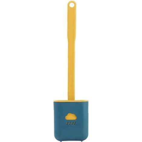 ZOLGINAH Brosses De Toilette Avec Support Longue Poignée Nuage Brosses Mur Silicone Brosses Hanging Salle De Bains Avec Des Autocollants 3pcs Jaune, Accueil Amis Cadeau