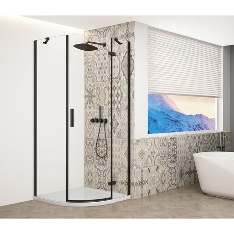 Paroi de douche quadrant TRINITY BLACK 900x900mm, verre clair, droite (1/4)