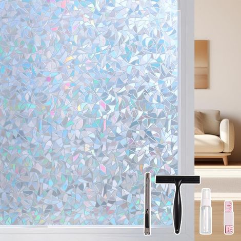 Film Fenetre Effet Miroir, Argent en Forme de Croissant, 90x400cm (1/5)