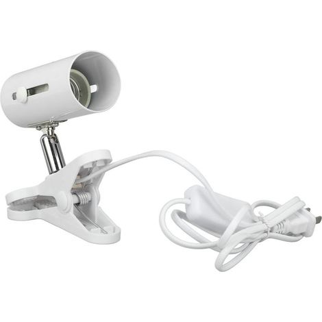 Douille E27 pour Reptiles avec Pince, Lampe UVB/UVA Rotative 360°, Interrupteur, Céramique Résistante Chaleur, Blanc, sans Ampoule (1/4)