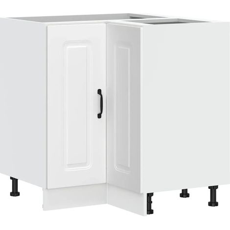 Mueble de cocina esquinero moderno Kalmar con almacenamiento optimizado 75,5 x 75,5 x 81,5 cm madera de ingeniería blanca 020049930 (1/5)