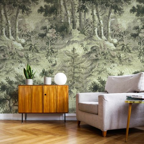 Papier Peint panoramique Forêt enchantée 280 x 300cm Vert (1/5)