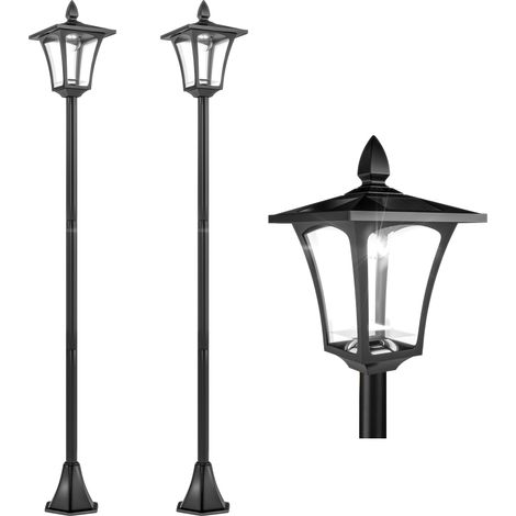 Lot de 2 luminaires extérieurs - Outsunny - plastique - 18x18x160cm - Noir (1/5)
