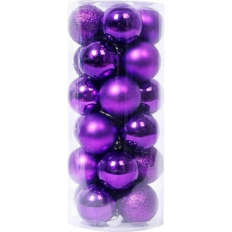Lot de 24 boules de Noël décoratives incassables à suspendre au sapin, violettes. (1/5)